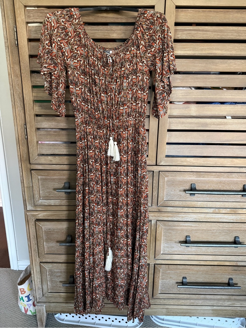EARTHBOUND Brown Paisley Maxi Dress with Tassel Detail